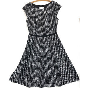 NWT Elle Womens Black & White Print Knit Stretch Dress Size XS